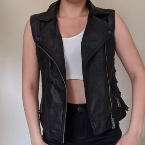 Crisscross, Faux Leather, Black Jacket Vest